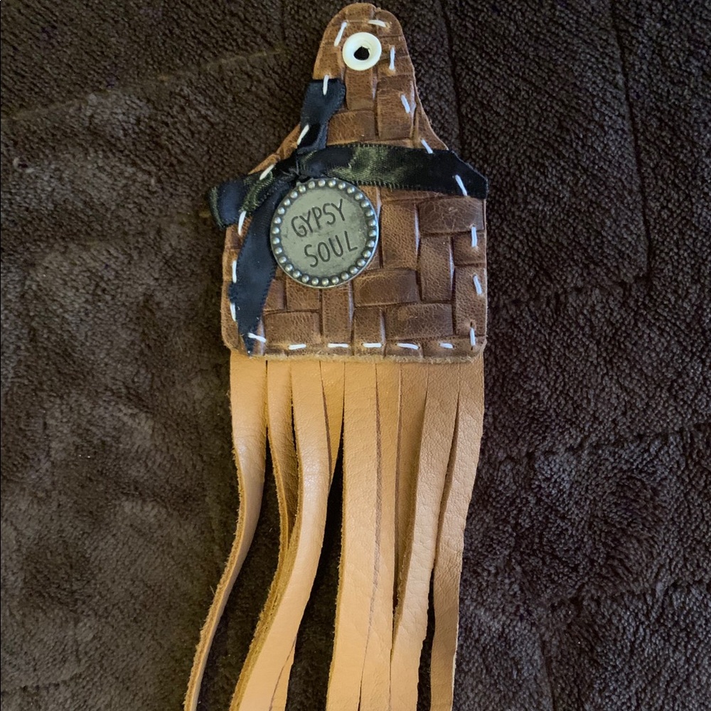 Leather ear tag keychain